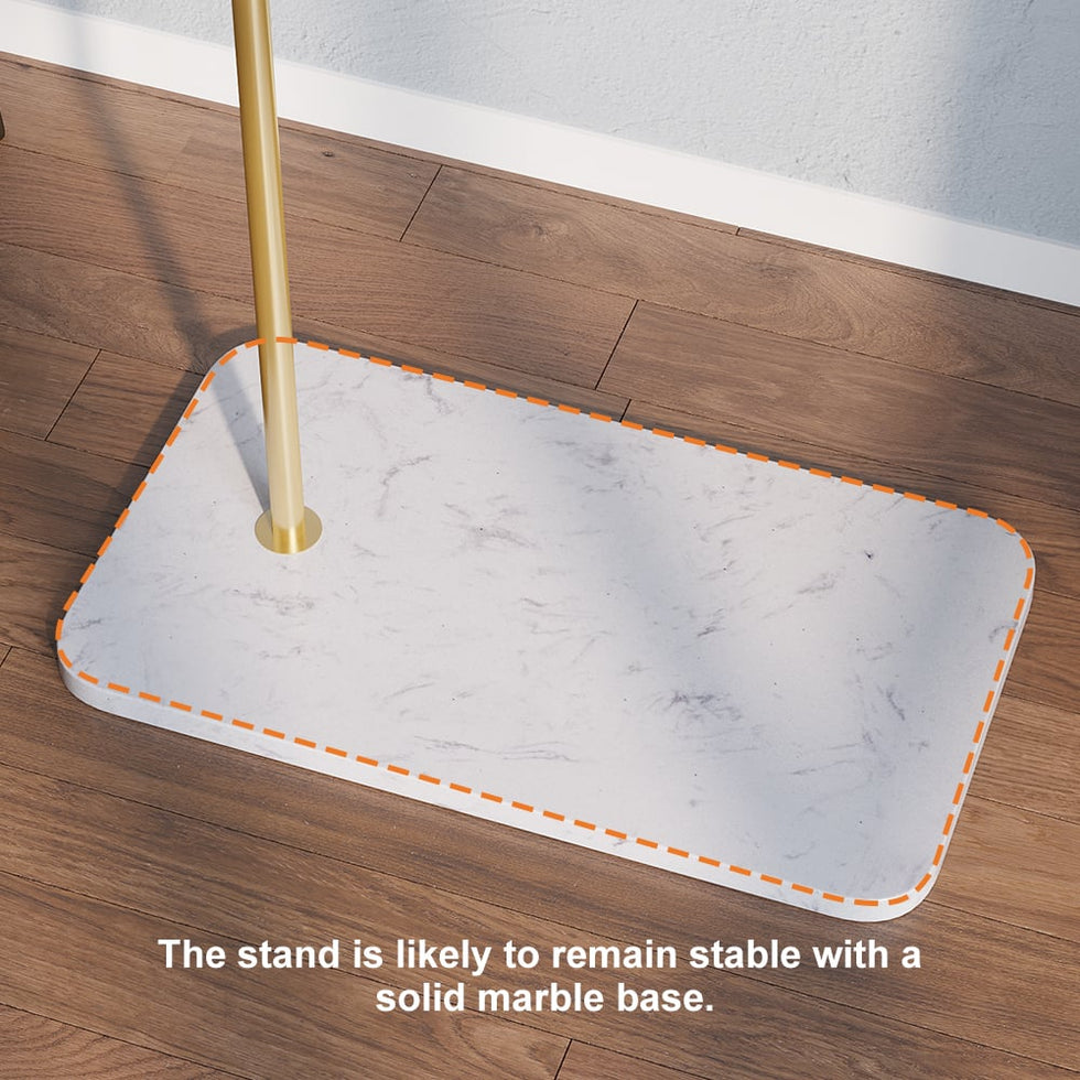 HMR - Modern Corner Clothing Garment Rack with Marble Base