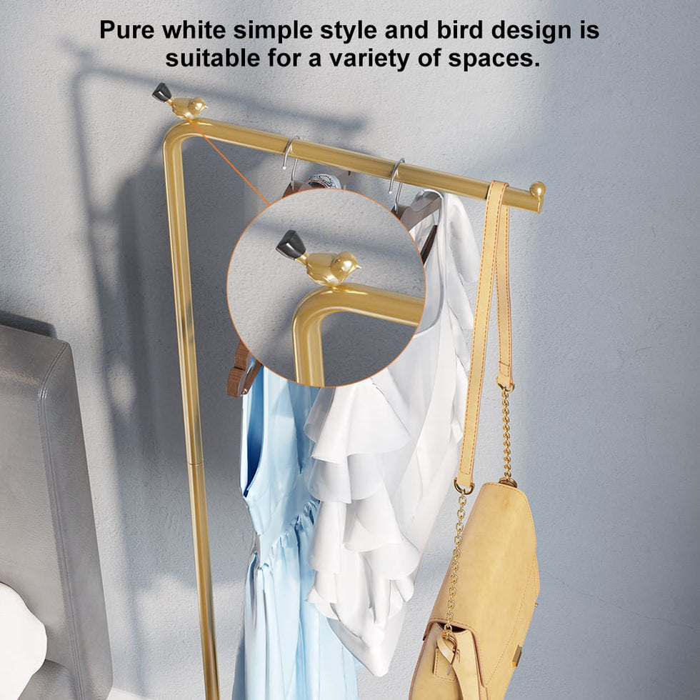 HMR - Modern Corner Clothing Garment Rack with Marble Base