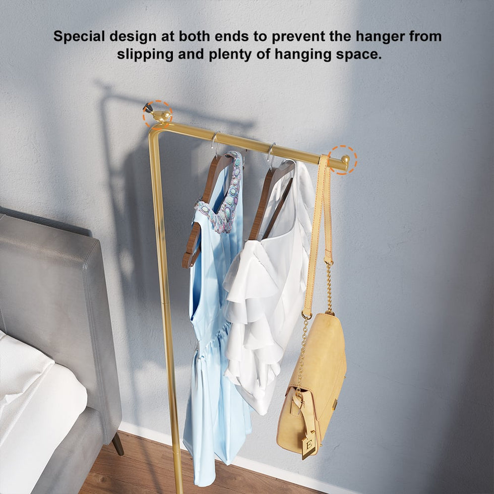 HMR - Modern Corner Clothing Garment Rack with Marble Base