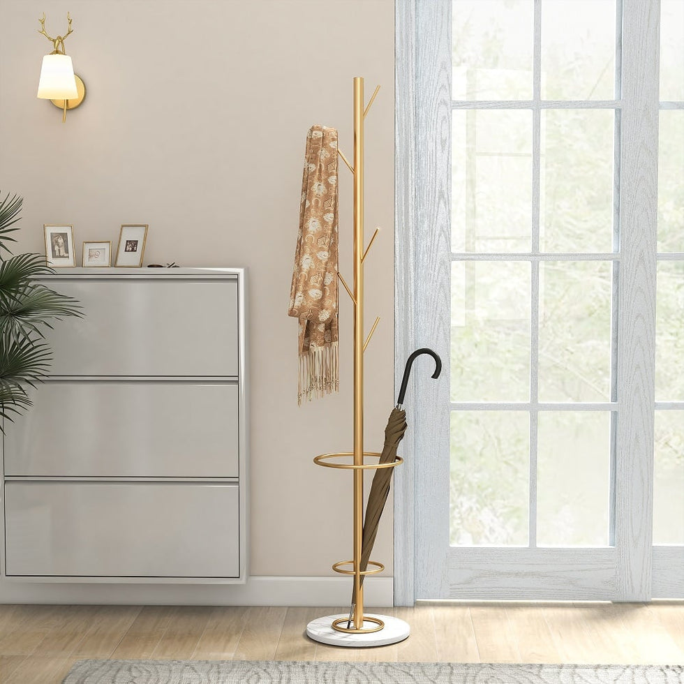 HMR - 67'' Coat Rack with Umbrella Rack Base