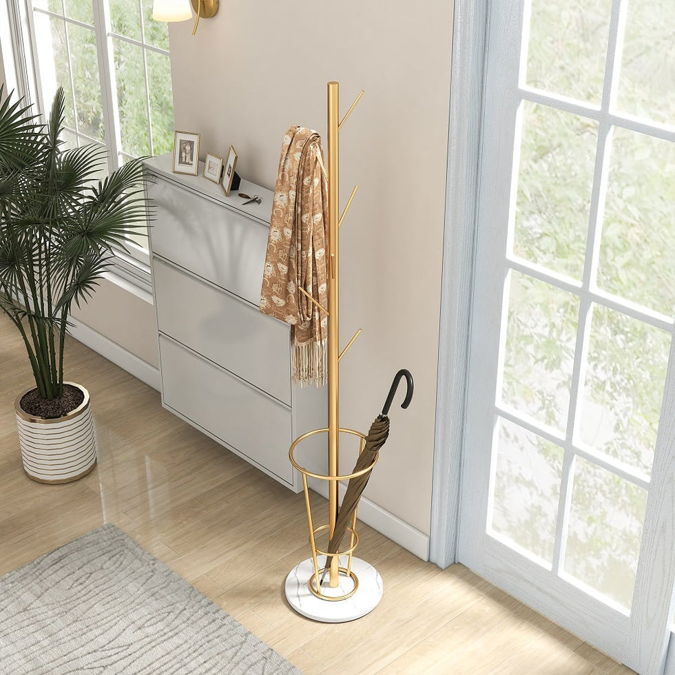 HMR - 67'' Coat Rack with Umbrella Rack Base