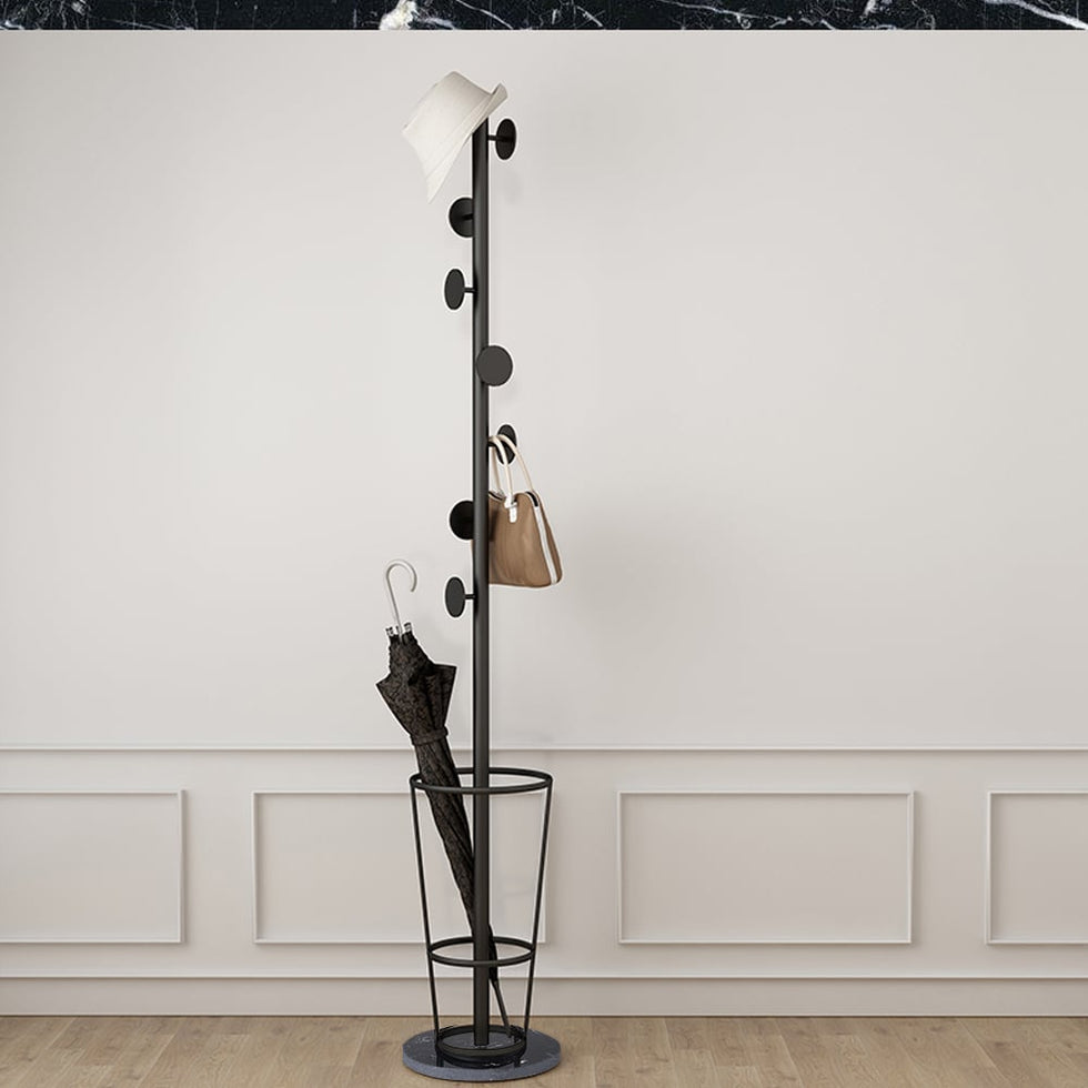 HMR - 67'' Round Hooks Coat Rack with Umbrella Rack Base