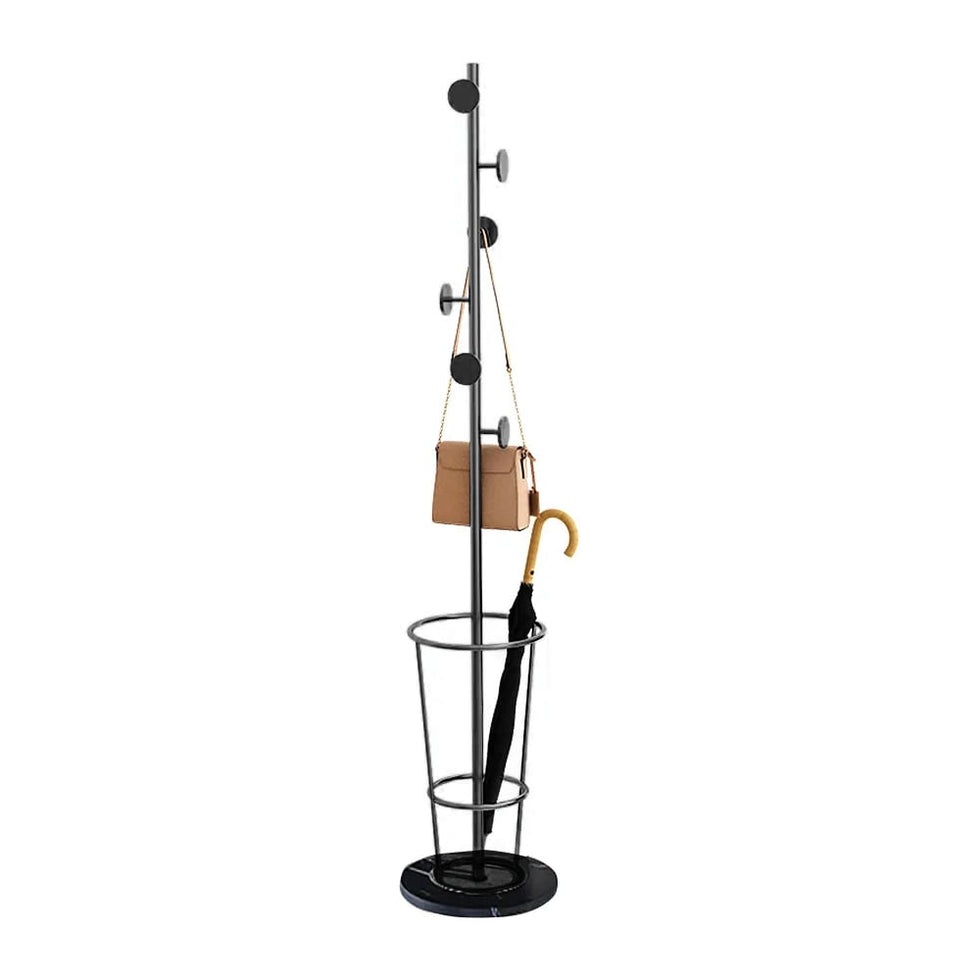 HMR - 67'' Round Hooks Coat Rack with Umbrella Rack Base