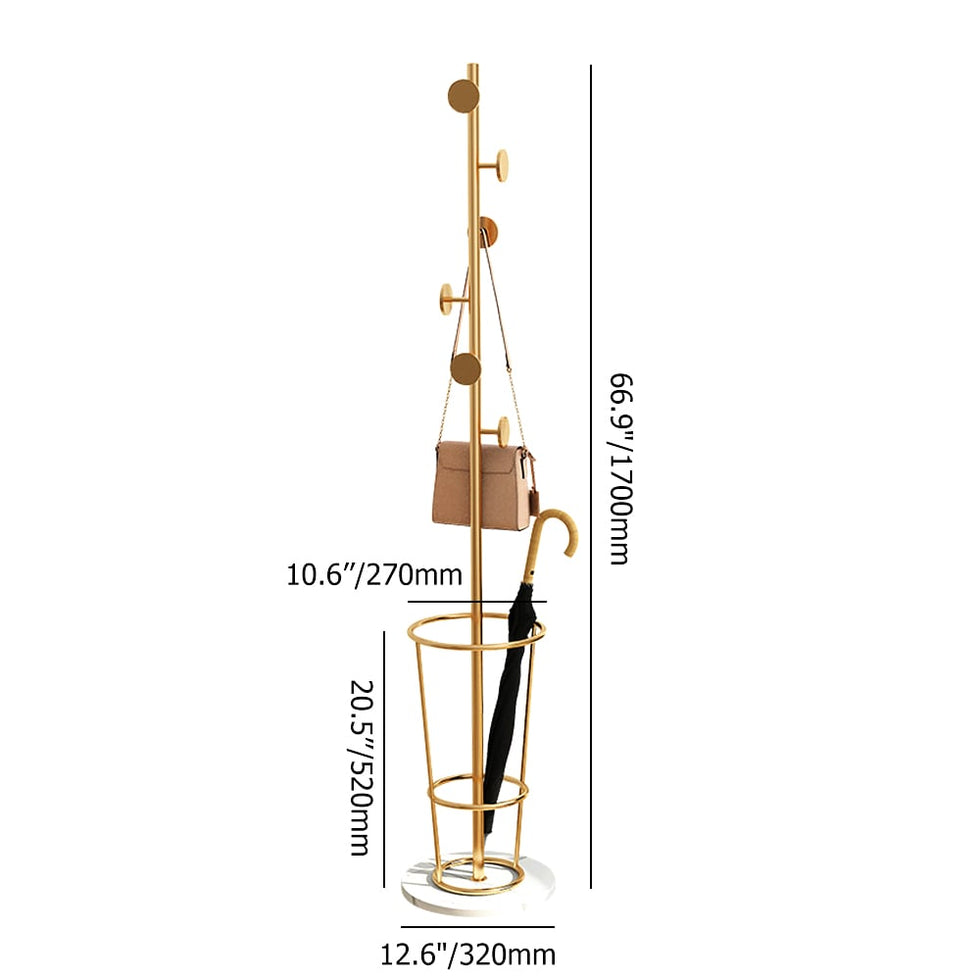 HMR - 67'' Round Hooks Coat Rack with Umbrella Rack Base