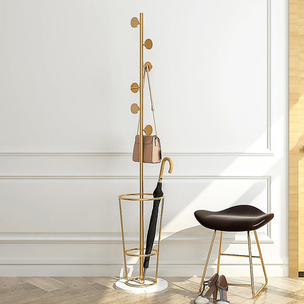 HMR - 67'' Round Hooks Coat Rack with Umbrella Rack Base