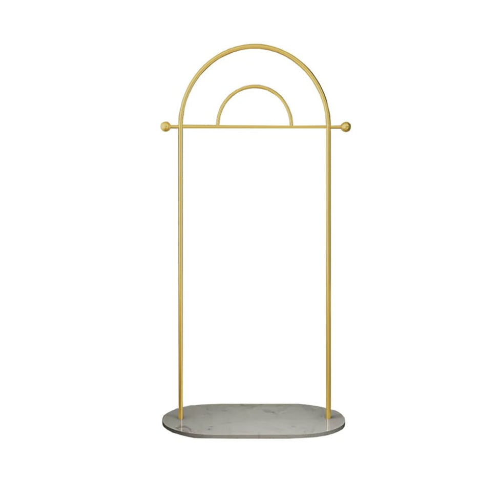 HMR - Modern Freestanding Rail Cloth Rack with Marble Base
