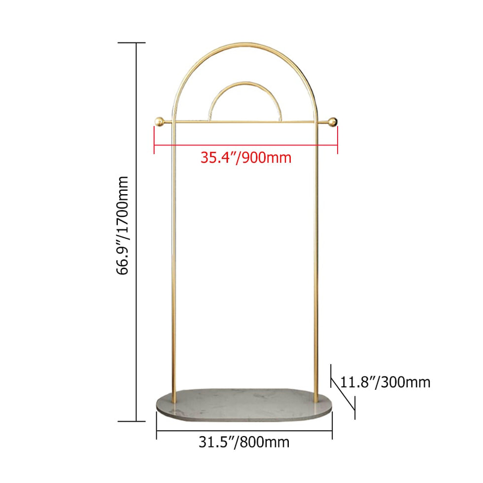 HMR - Modern Freestanding Rail Cloth Rack with Marble Base