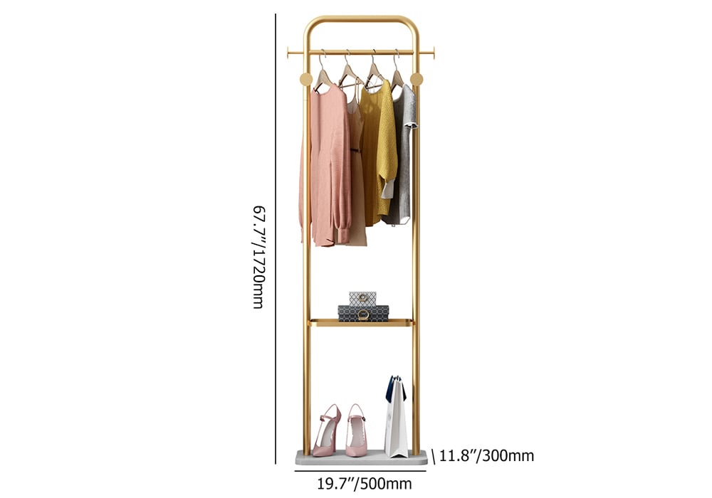 HMR - Modern Freestanding Rail Cloth Rack with Marble Base