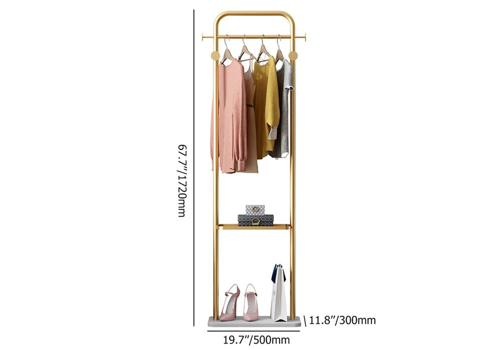 HMR - Modern Freestanding Rail Cloth Rack with Marble Base