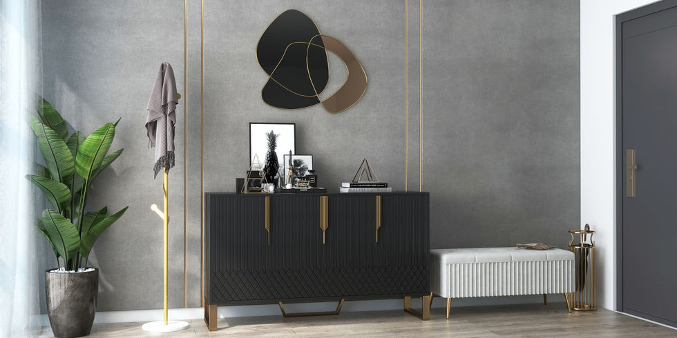 HMR - Marble Bedroom Clothing Rack with Hooks in Gold