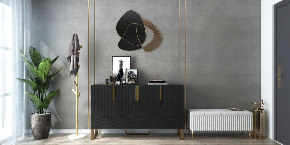 HMR - Marble Bedroom Clothing Rack with Hooks in Gold