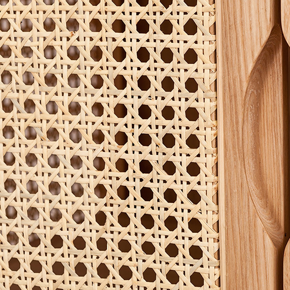 HMR - Rattan Armoire Wardrobe with 2 Doors and 4 Drawers in 78.7"H, Natural