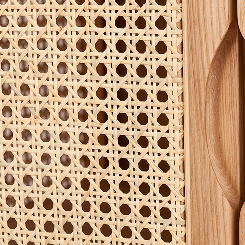 HMR - Rattan Armoire Wardrobe with 2 Doors and 4 Drawers in 78.7"H, Natural