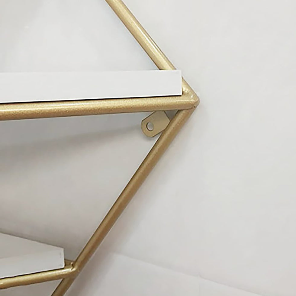 HMR - Triangle Corner Floating Shelves in White and Gold