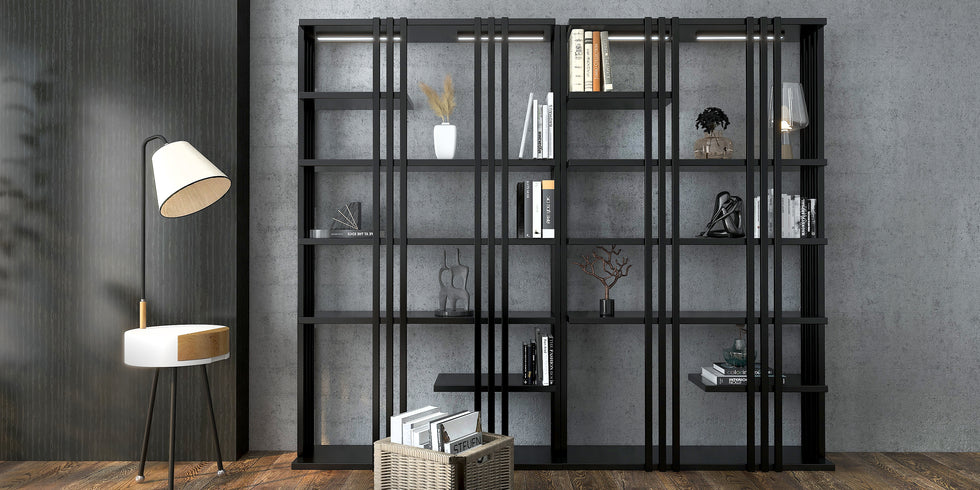 HMR - Modern Etagere Bookshelf with 6-Shelf