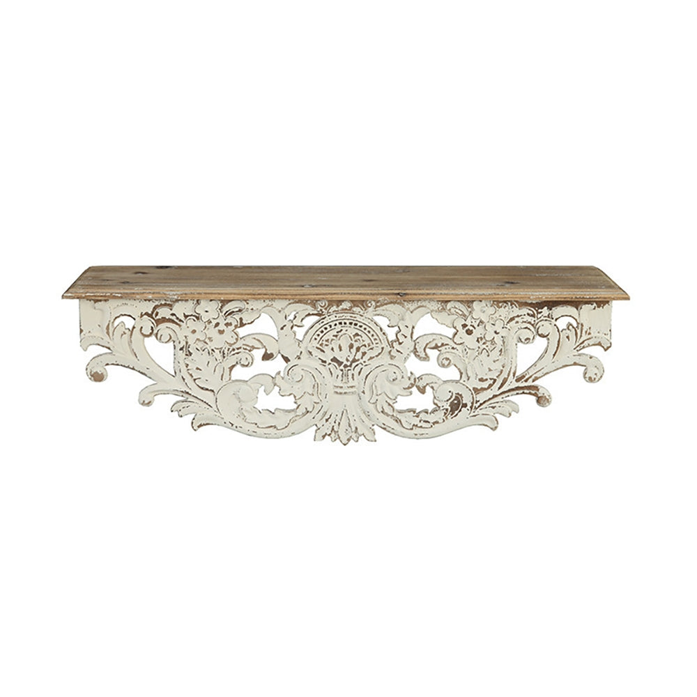 HMR - Vintage Floating Wooden Shelf in White