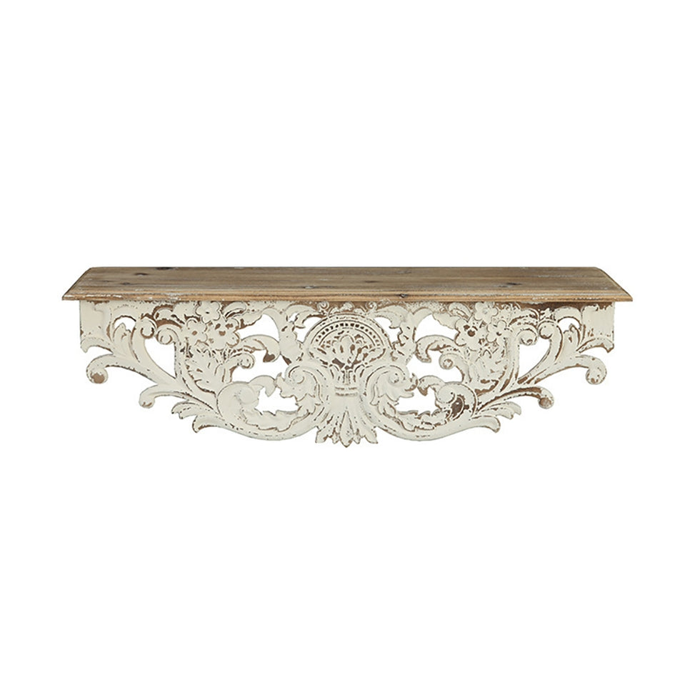 HMR - Vintage Floating Wooden Shelf in White