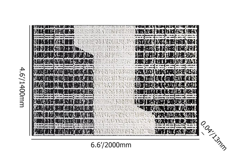 HMR - 5'x7' Black&White Diatom Silk Indoor Waterproof and Stain-Resistant Rectangle Area Rug