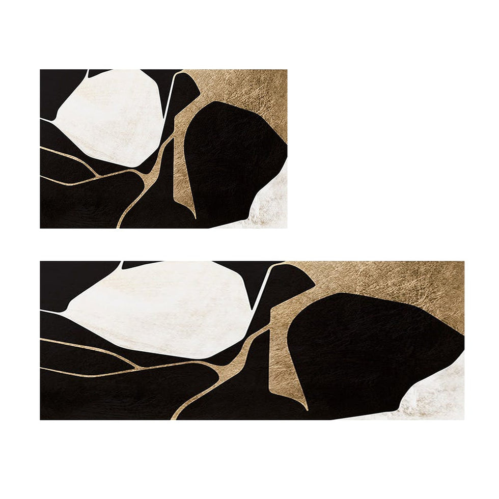 HMR - 2PCS Abstract Gold&Black Diatom Mud Running Mat Non-slip Absorbent Kitchen Rug Set