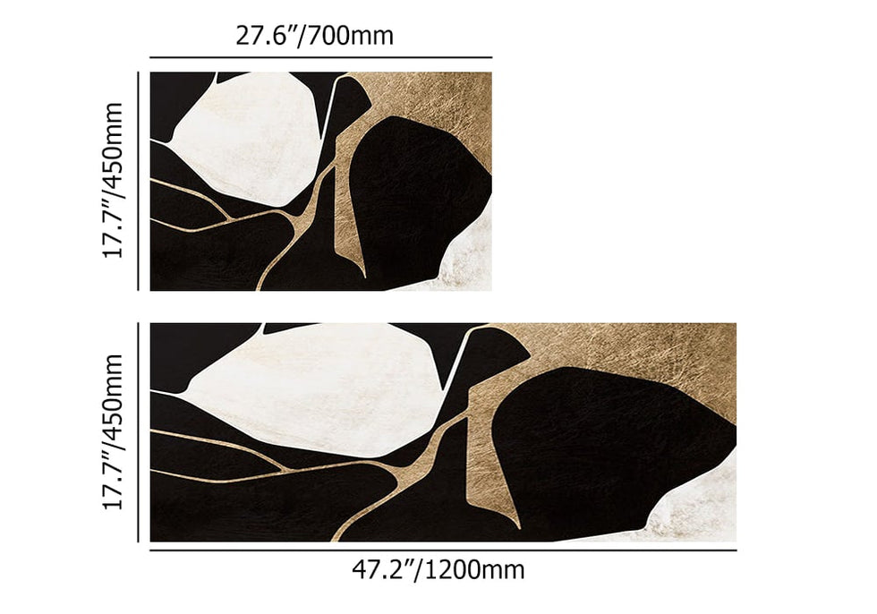 HMR - 2PCS Abstract Gold&Black Diatom Mud Running Mat Non-slip Absorbent Kitchen Rug Set
