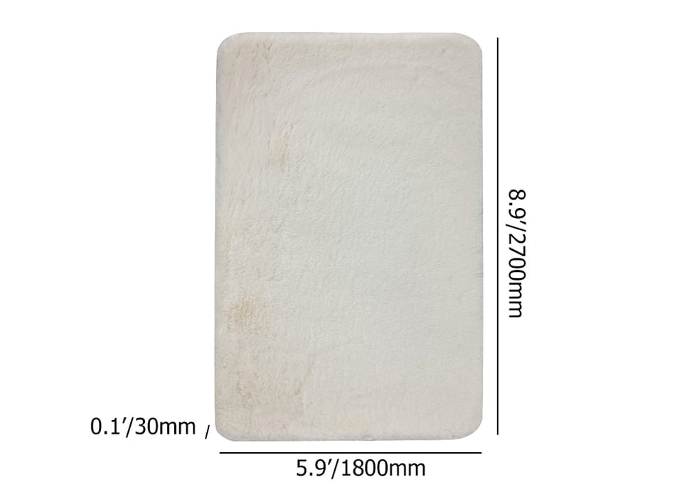 HMR - 6' x 9' Beige Shag Faux Rabbit Fur Fluffy and Thick Rectangle Area Rug for Living Room