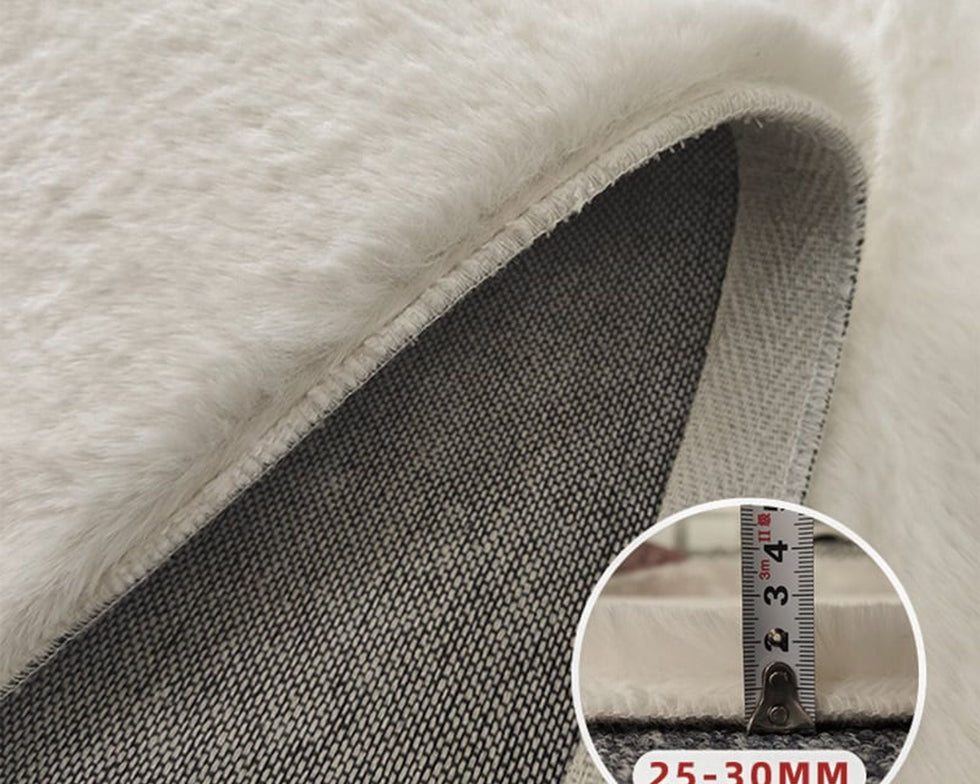 HMR - 6' x 9' Beige Shag Faux Rabbit Fur Fluffy and Thick Rectangle Area Rug for Living Room