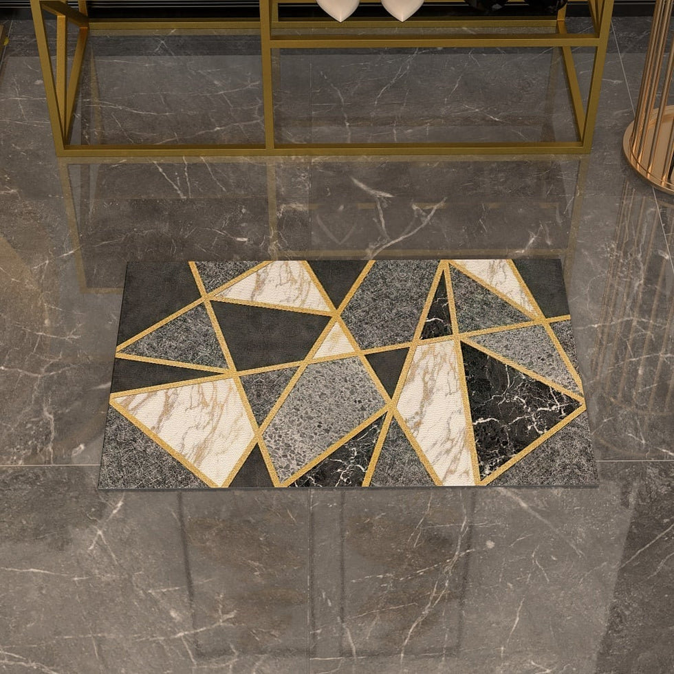 HMR - Modern Geometric Non-Slip Soft Bath Mat 16" x 24" Rectangle Abstract Bathroom Rug