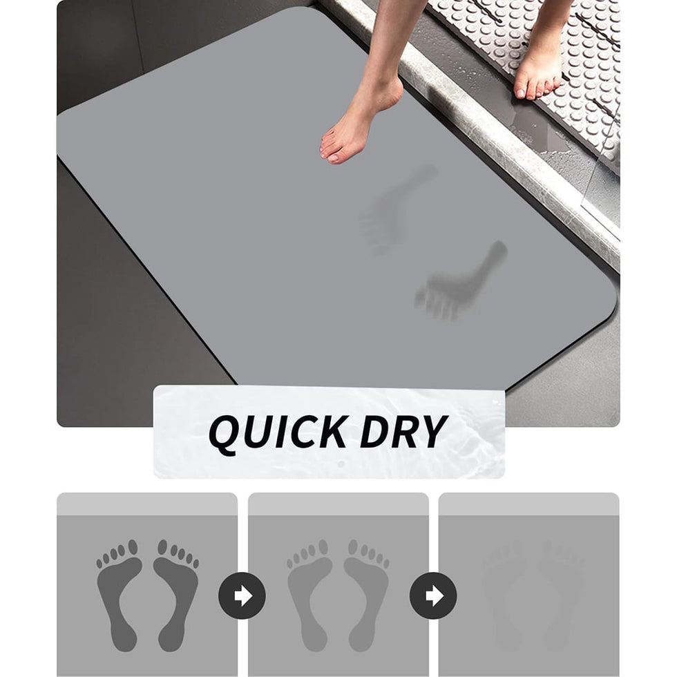 HMR - 4 Pieces Japandi Light Khaki Diatom Mud Non-Slip Bath Mat Abstract Bath Rug Set