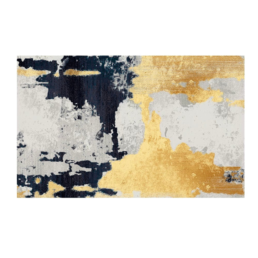 HMR - Modern Abstract Painting Dark Blue Multi-colored Rectangle Area Nylon Rug