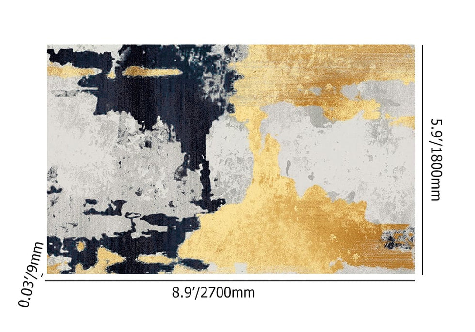 HMR - Modern Abstract Painting Dark Blue Multi-colored Rectangle Area Nylon Rug