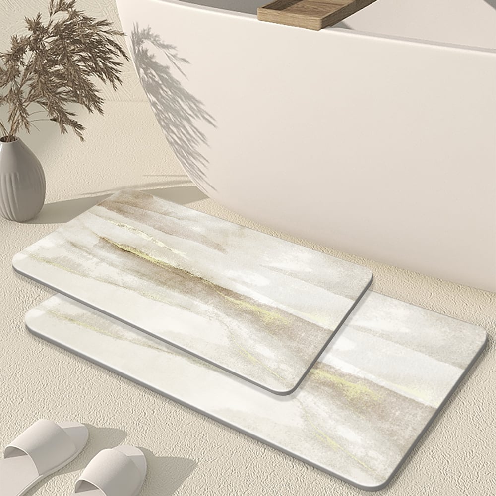 HMR - Modern Non-Slip Rectangle Bath Mat Abstract Rug 16" x 24" & 20" x 32" (2-Pieces)