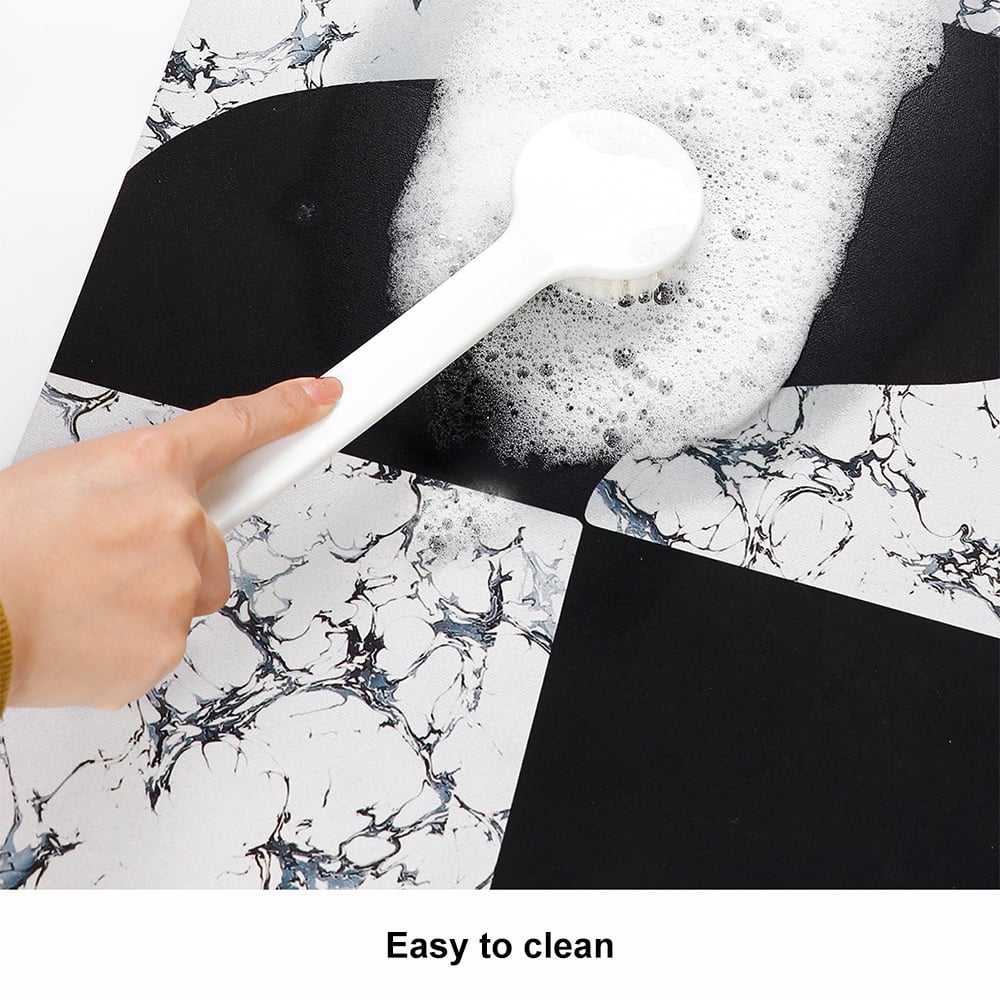 HMR - 2 Pieces Black&White Geometric Bath Mat Set Marble Texture Non-slip Absorbent Rug Sets