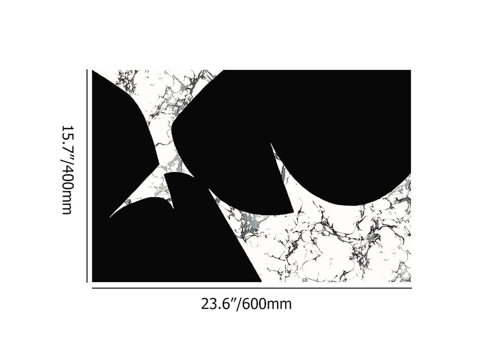 HMR - 2 Pieces Black&White Geometric Bath Mat Set Marble Texture Non-slip Absorbent Rug Sets