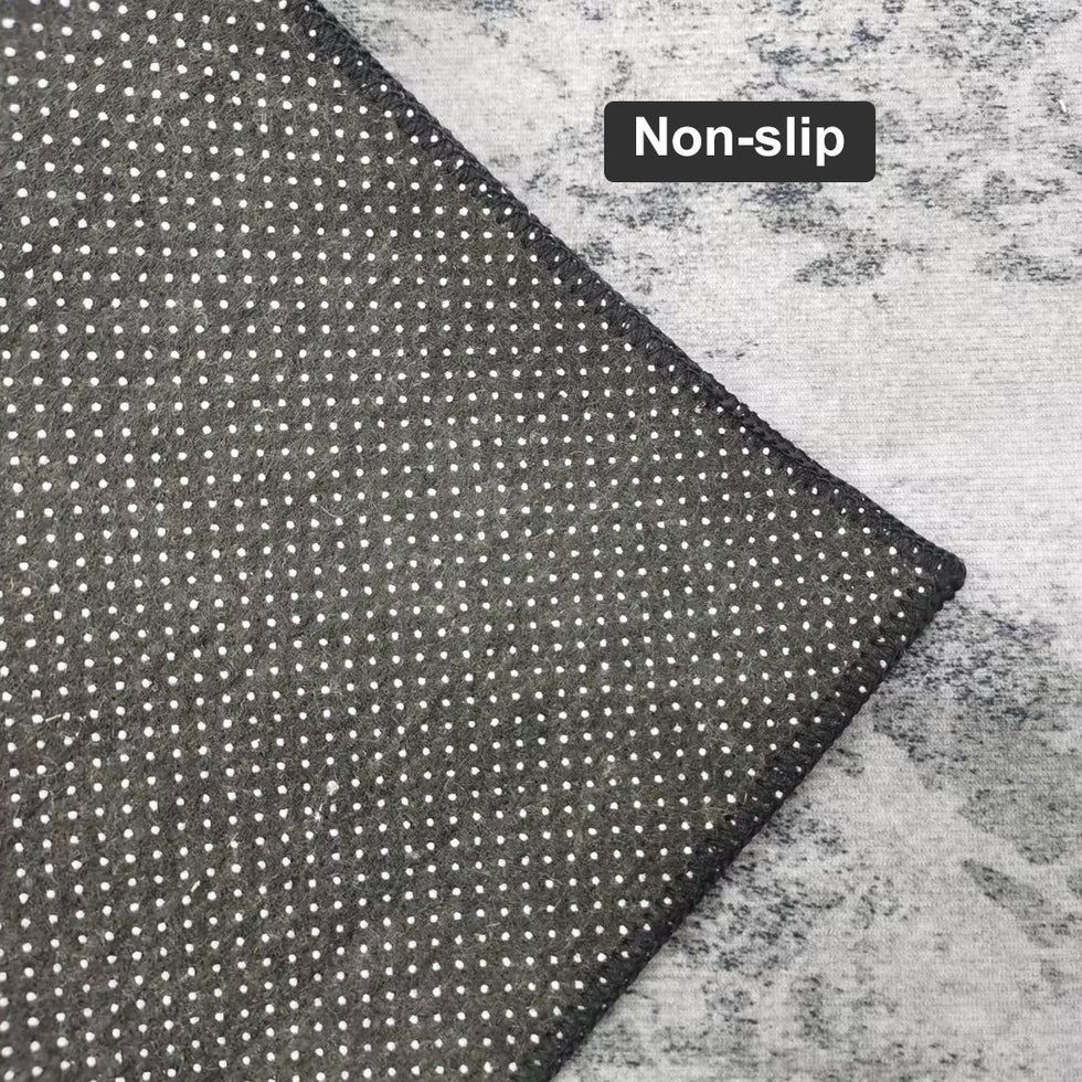 HMR - 2 Pieces Modern Geometric Gradient Gold Washable Kitchen Runner Mats Non-slip Rug Set