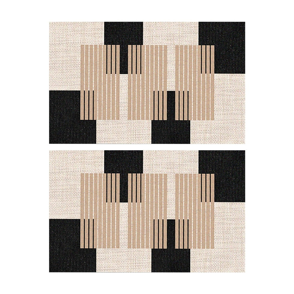 HMR - 2PC Strong Water-absorbent Non-slip Diatom Mud Geometric Bathroom Mat Set Bath Rug