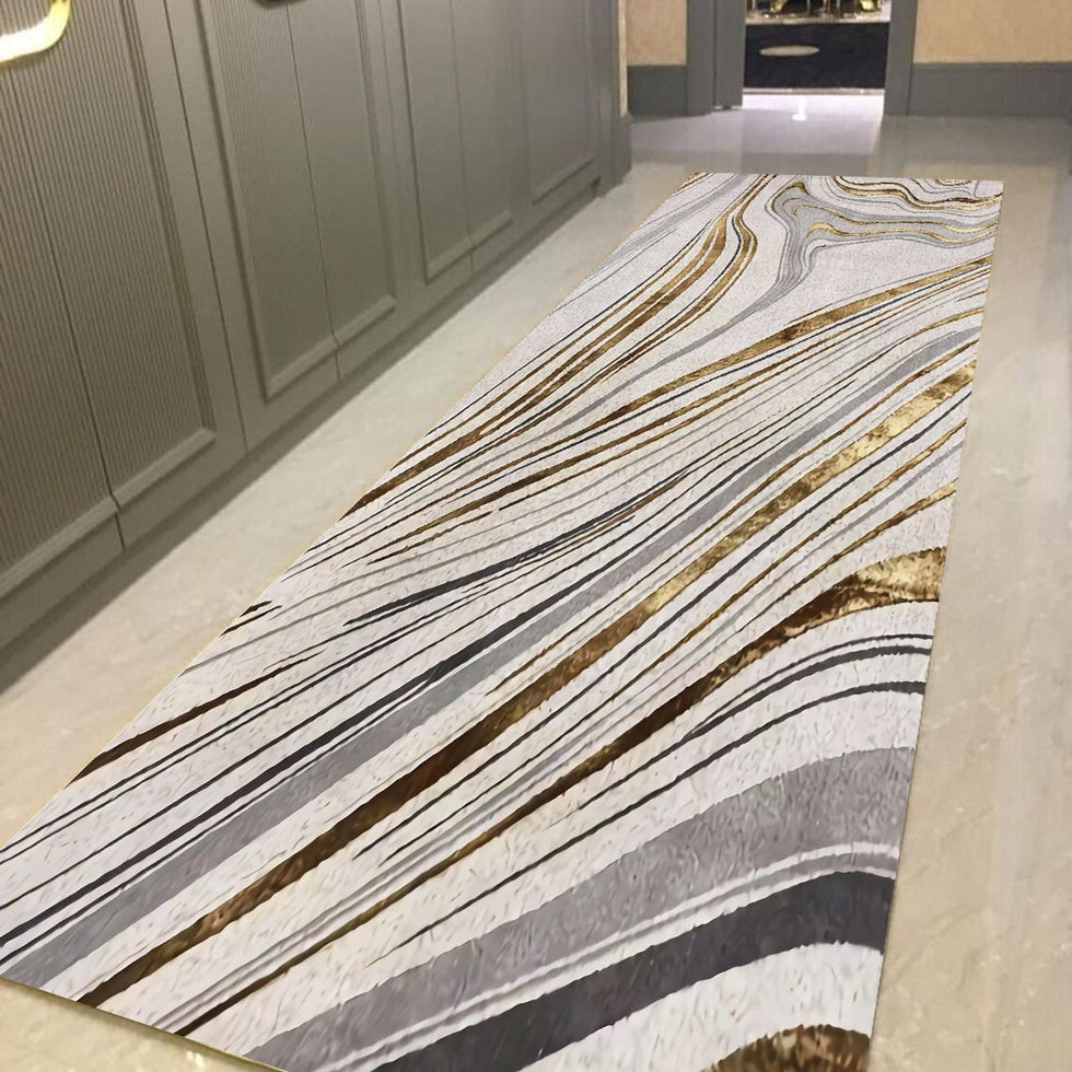 HMR - 2'X 8' Luxury abstract Runner Washable Rug with Marble Pattern Carpet