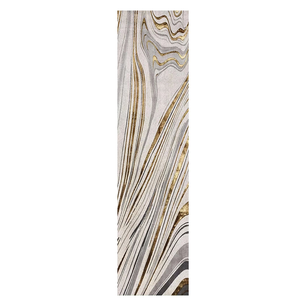 HMR - 2'X 8' Luxury abstract Runner Washable Rug with Marble Pattern Carpet