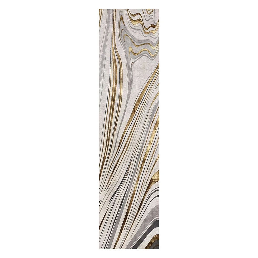 HMR - 2'X 8' Luxury abstract Runner Washable Rug with Marble Pattern Carpet