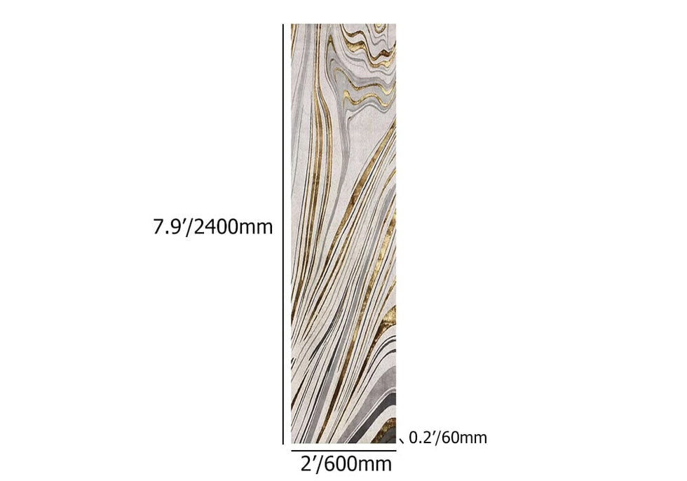 HMR - 2'X 8' Luxury abstract Runner Washable Rug with Marble Pattern Carpet