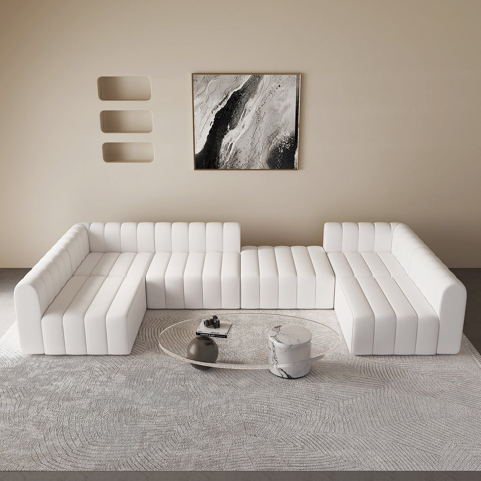 HMR - 118.9" Modular Pit Sectional Sofa Set Convertible 6-Seater