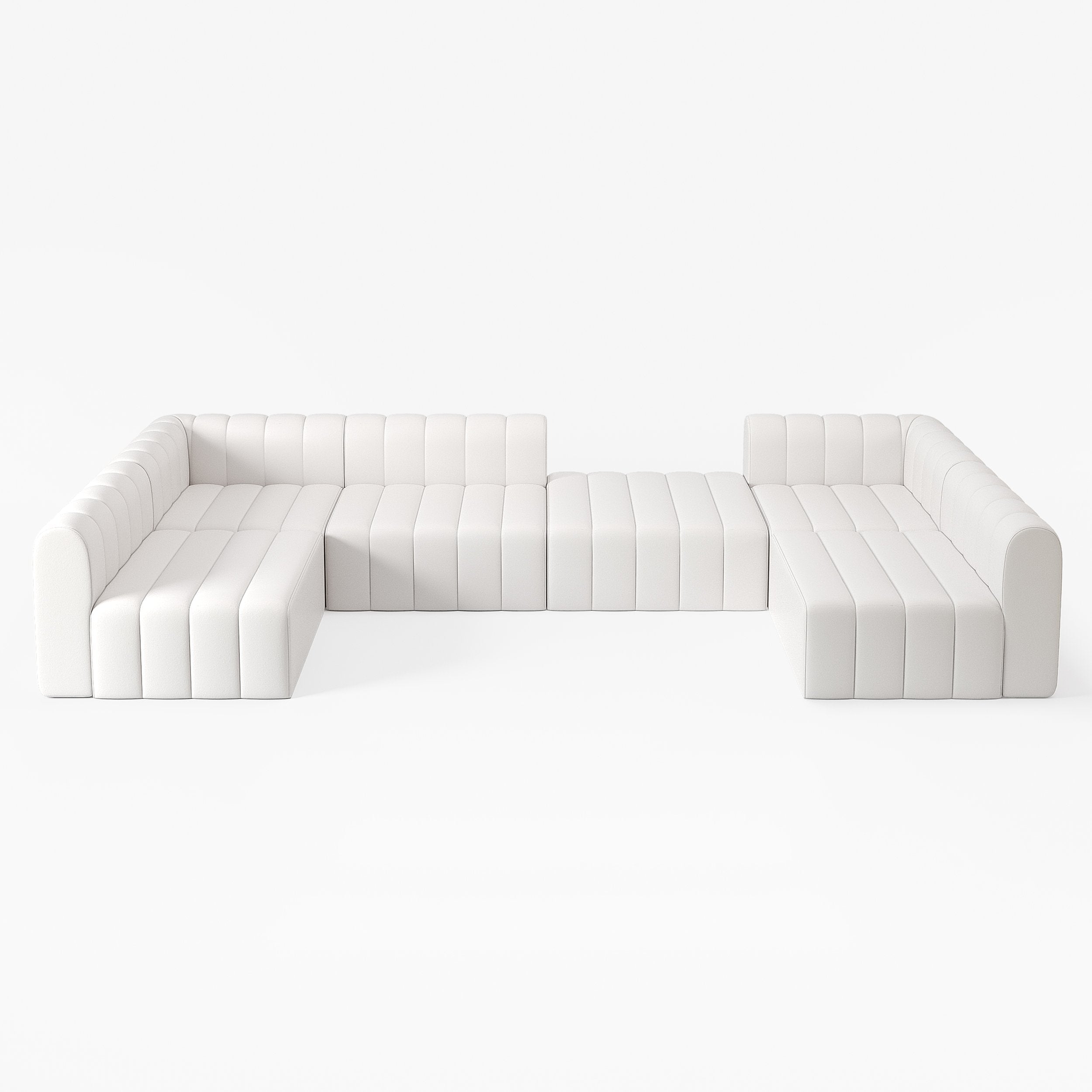 HMR - 118.9" Modular Pit Sectional Sofa Set Convertible 6-Seater