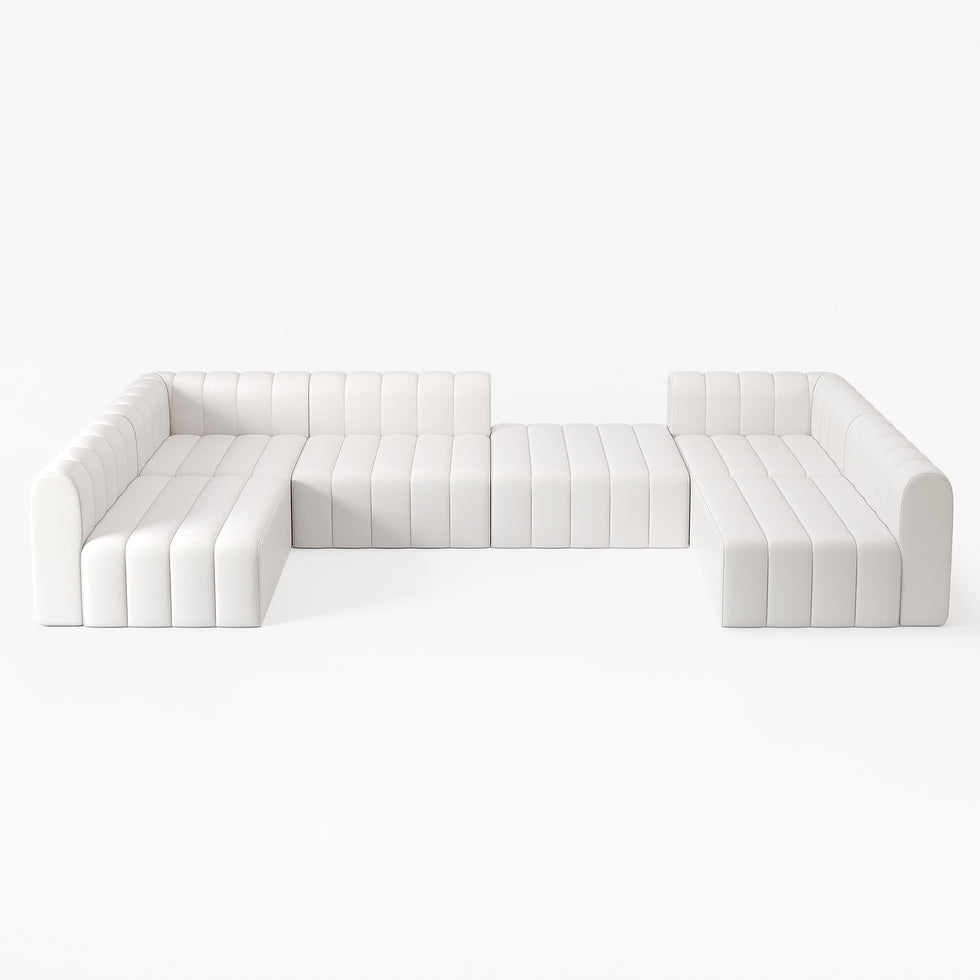 HMR - 118.9" Modular Pit Sectional Sofa Set Convertible 6-Seater
