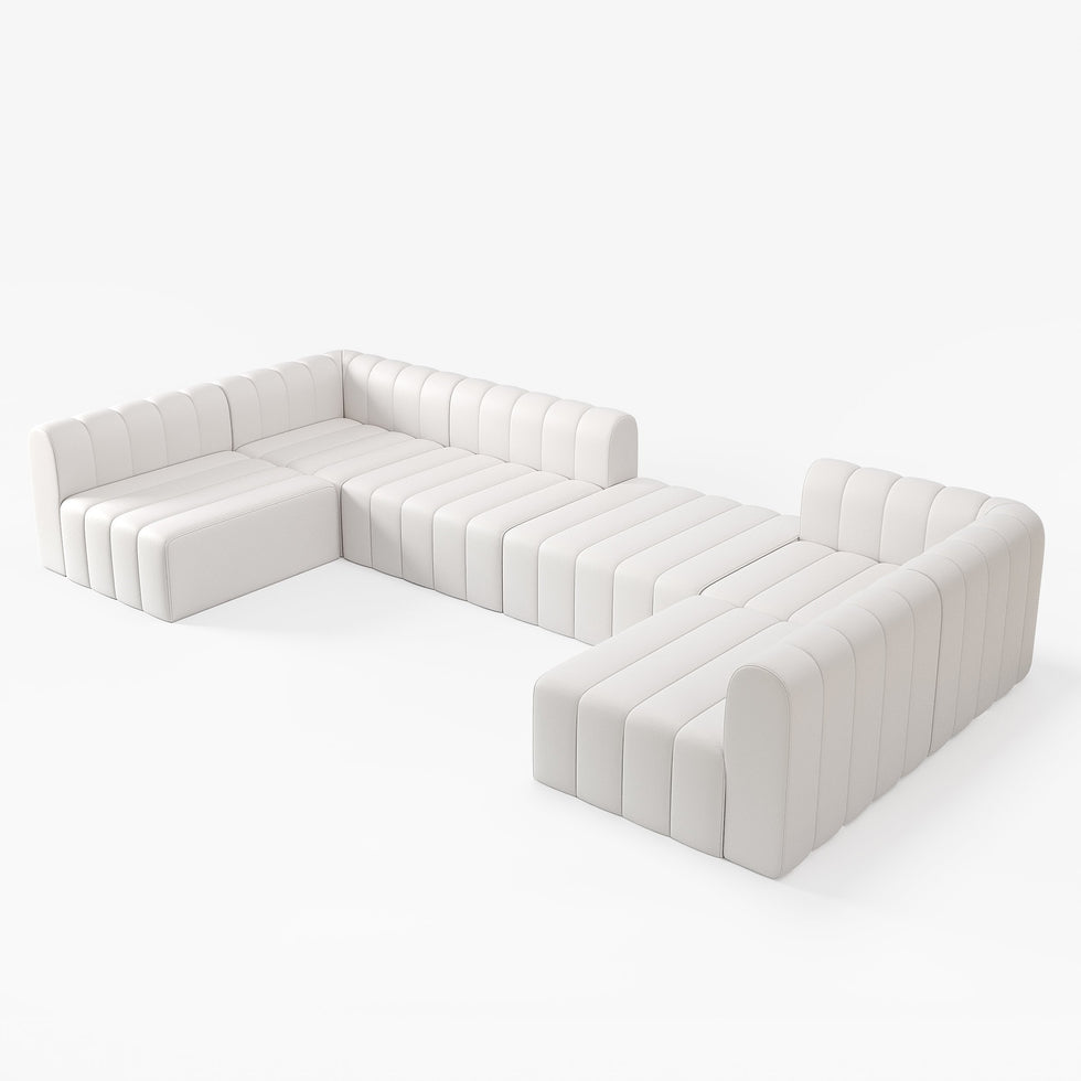 HMR - 118.9" Modular Pit Sectional Sofa Set Convertible 6-Seater