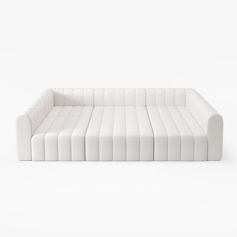 HMR - 118.9" Modular Pit Sectional Sofa Set Convertible 6-Seater