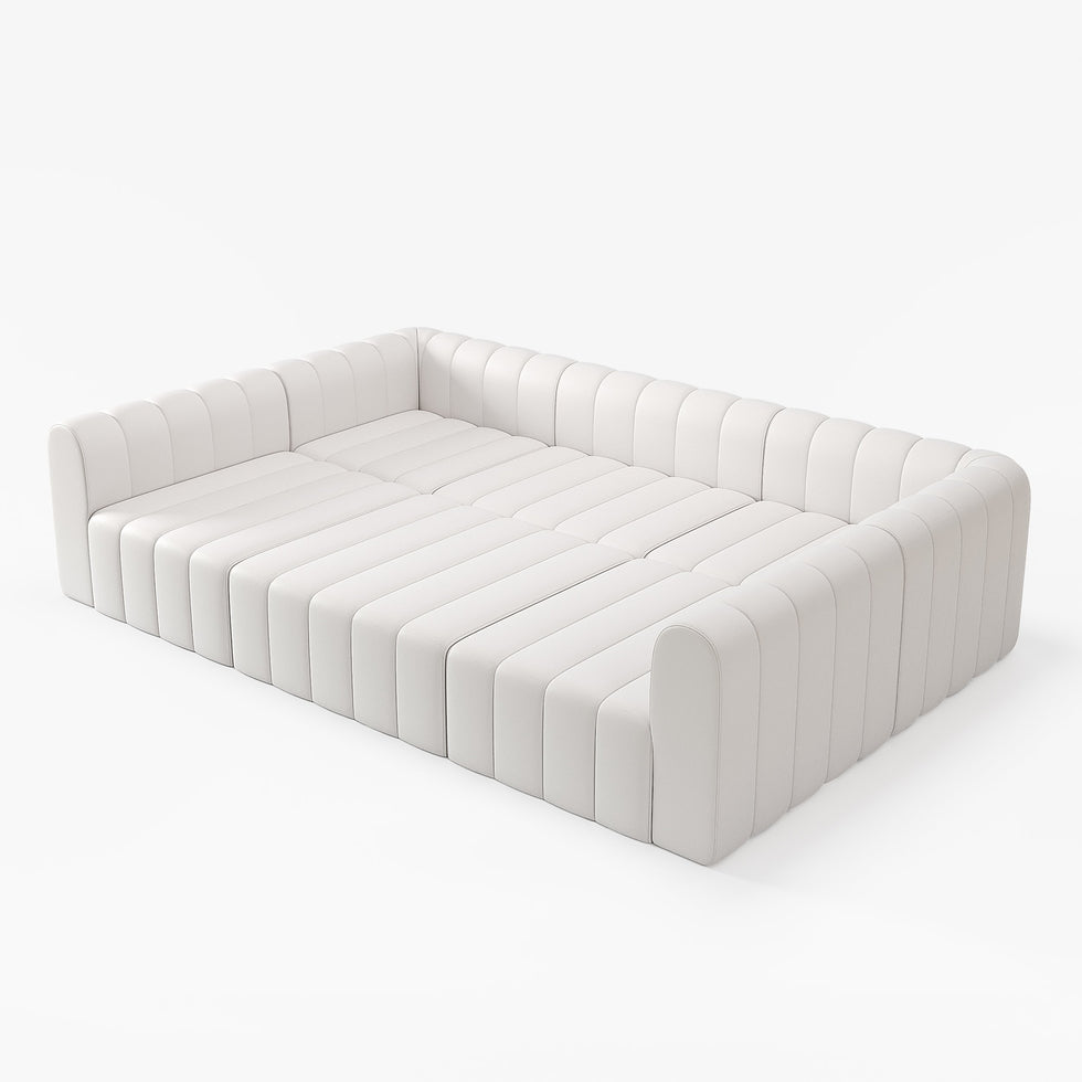 HMR - 118.9" Modular Pit Sectional Sofa Set Convertible 6-Seater