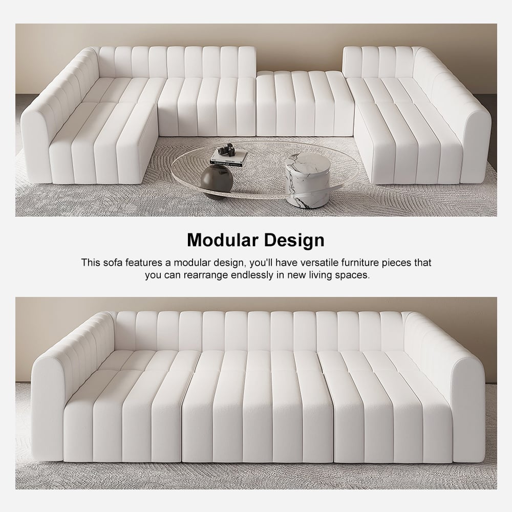 HMR - 118.9" Modular Pit Sectional Sofa Set Convertible 6-Seater