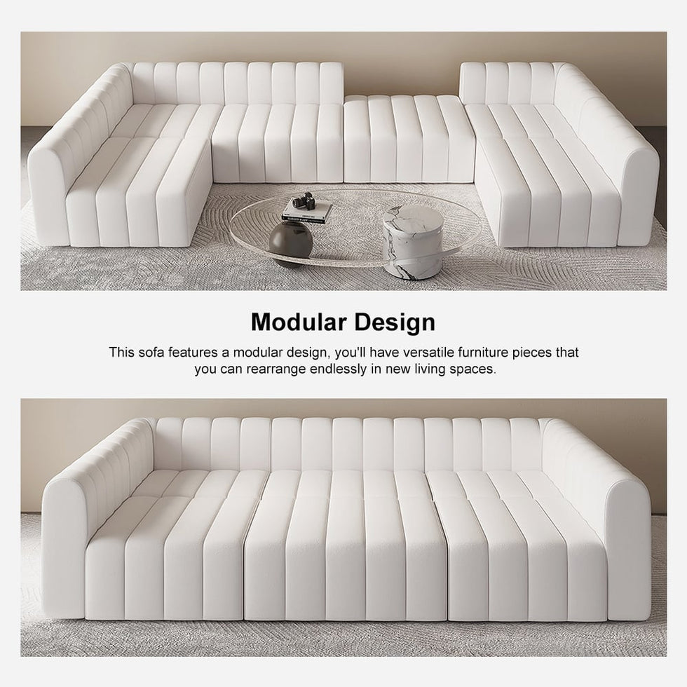 HMR - 118.9" Modular Pit Sectional Sofa Set Convertible 6-Seater
