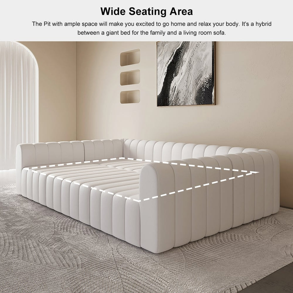 HMR - 118.9" Modular Pit Sectional Sofa Set Convertible 6-Seater