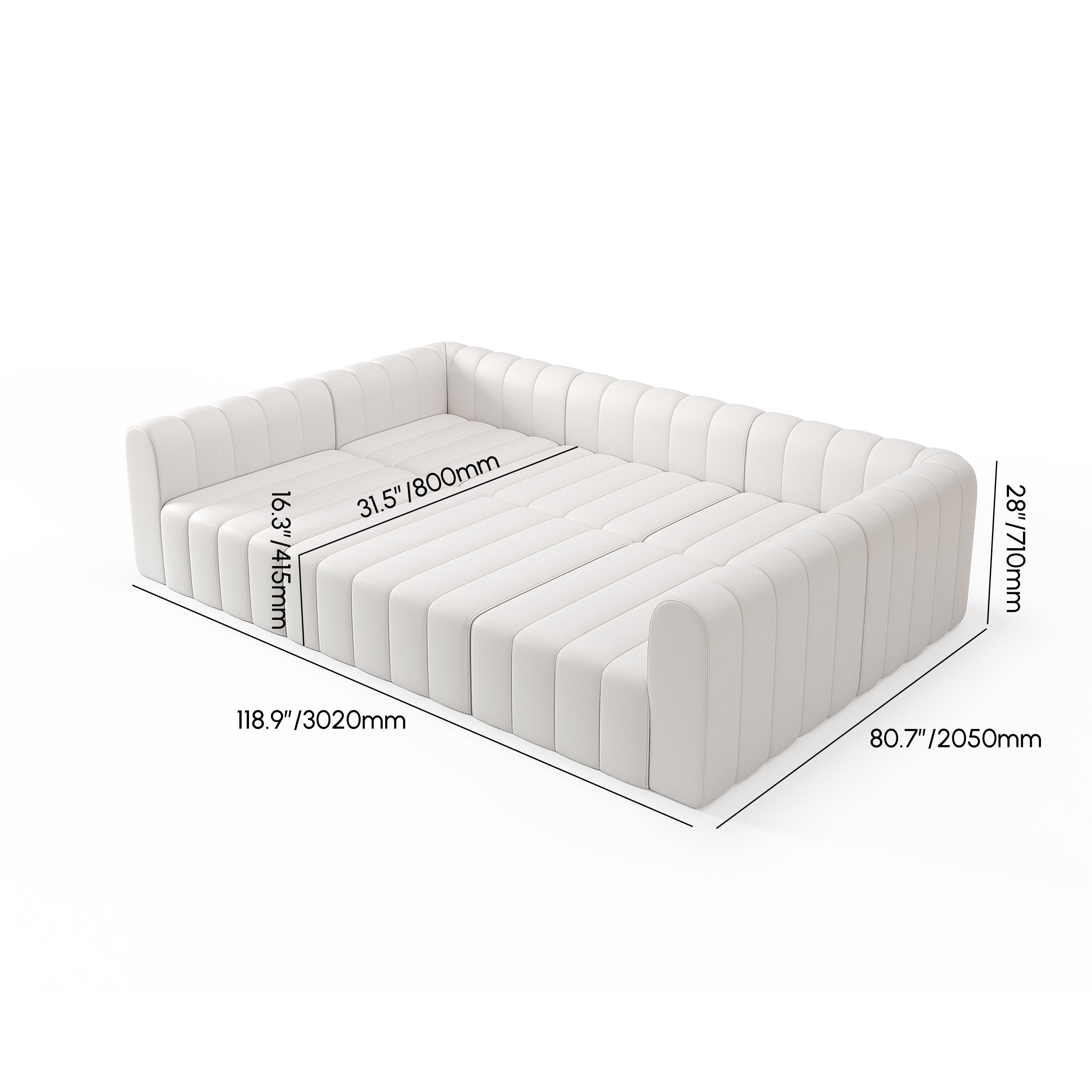HMR - 118.9" Modular Pit Sectional Sofa Set Convertible 6-Seater