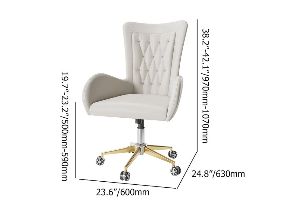 HMR - Oakic Modern Leather Office Chair White Ergonomic Swivel Desk Chair Height Adjustable